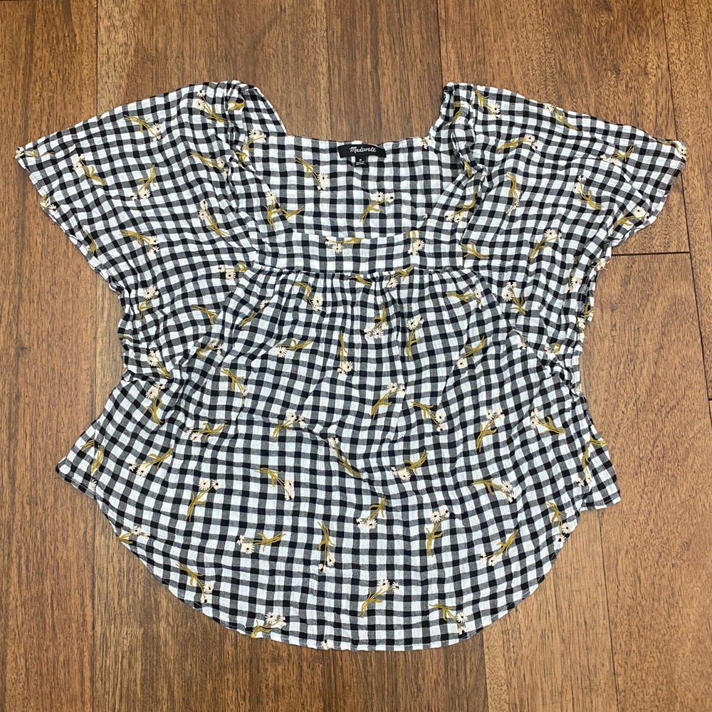 Madewell women’s black/white top blouse sz Medium